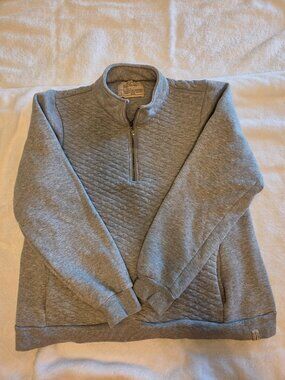 Old Ranch Women's Gray Quilted Pocket Quarter Zip Pullover Size L